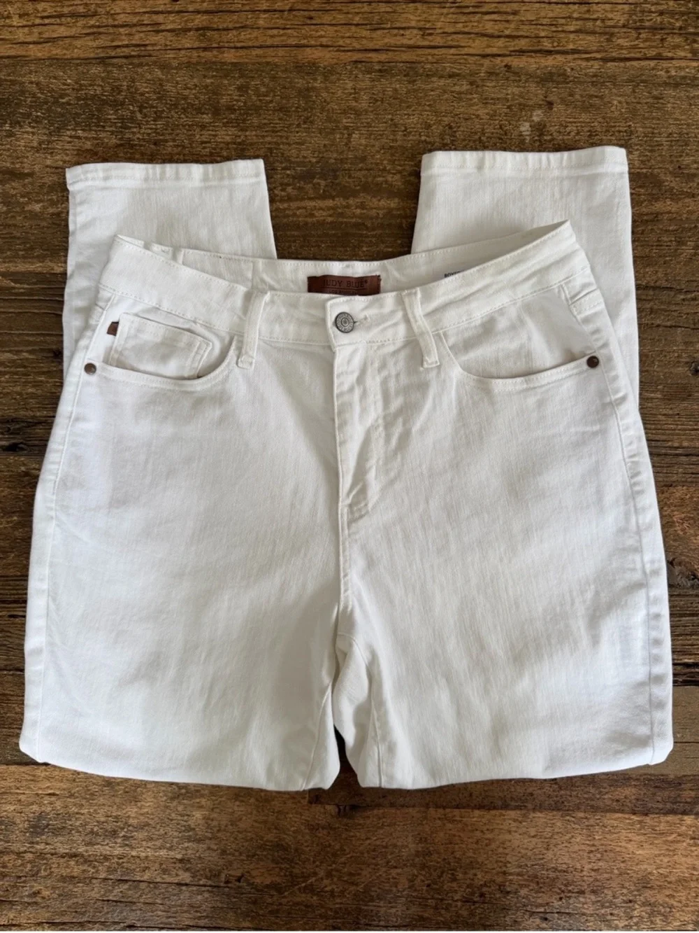 Judy Blue Women's White Boyfriend Jeans - Clean High-Rise Look Sz 11/30